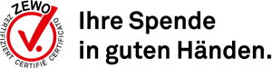 ZEWO-Logo mit Claim "Ihre Spende in guten Händen."