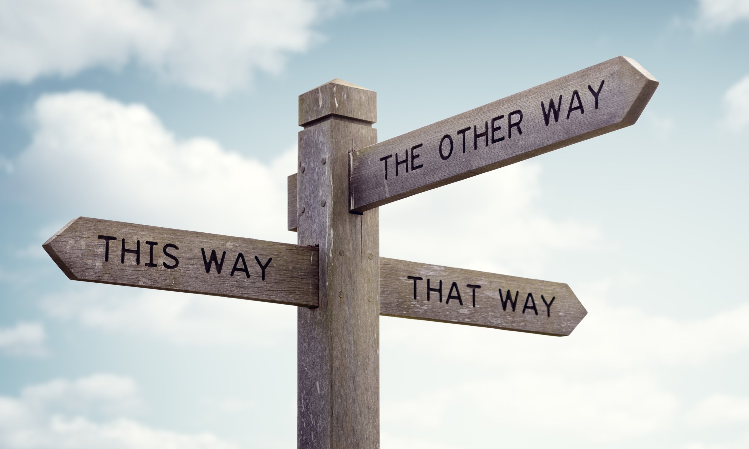 Which way to go road sign